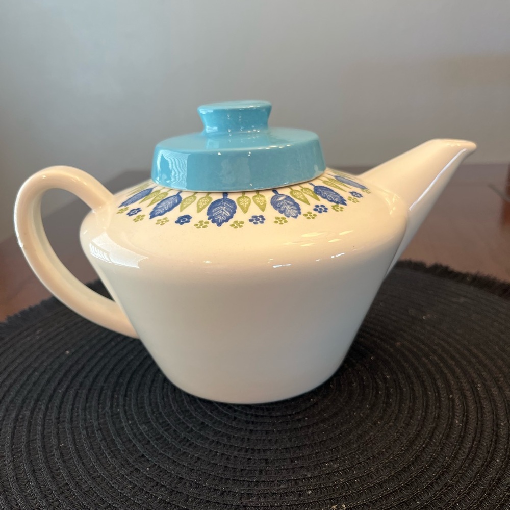 Floral Blue and Cream Teapot